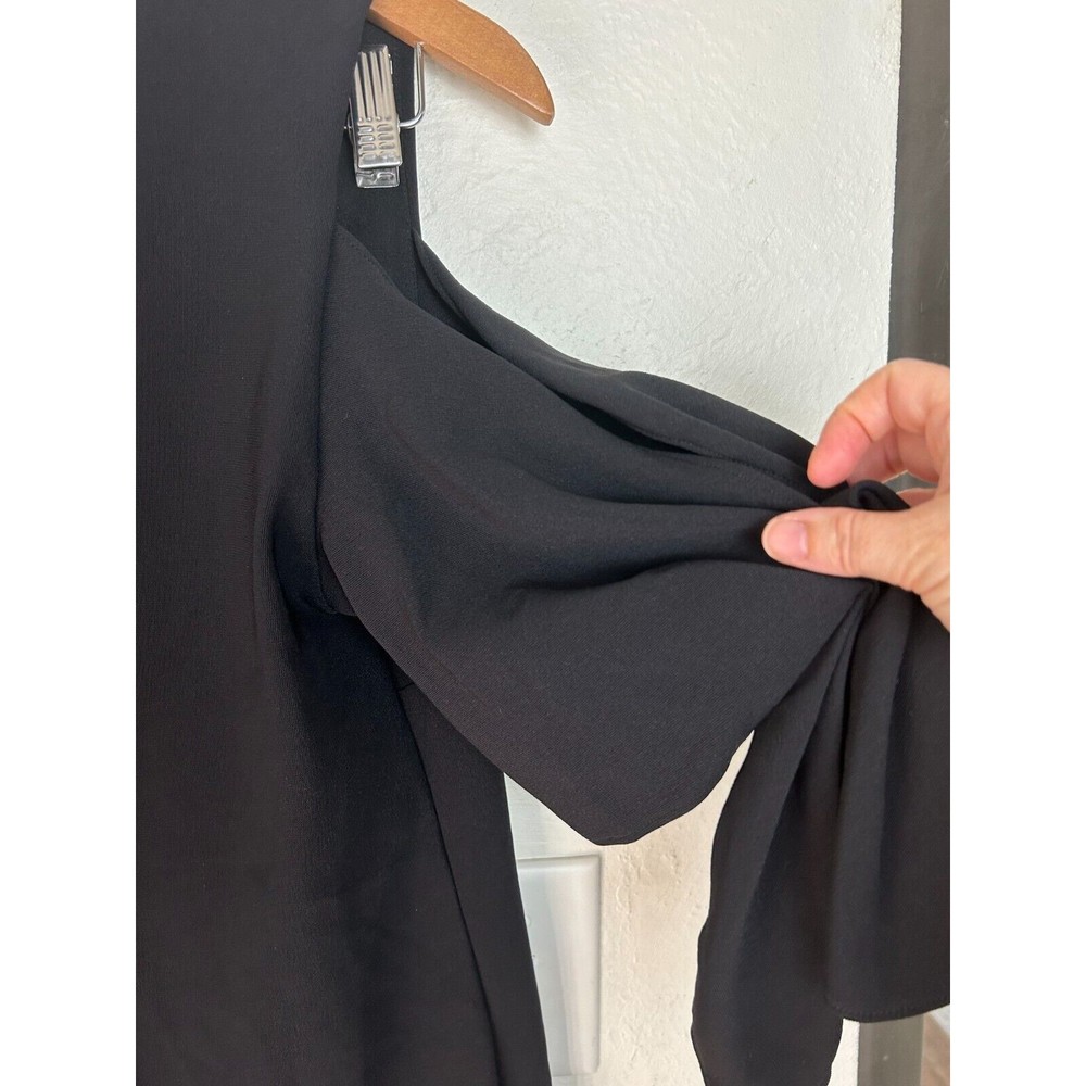 Boston Proper Blouse Women’s Small Black Cold Shoulder Shirt Top Short Sleeve - Picture 10 of 12
